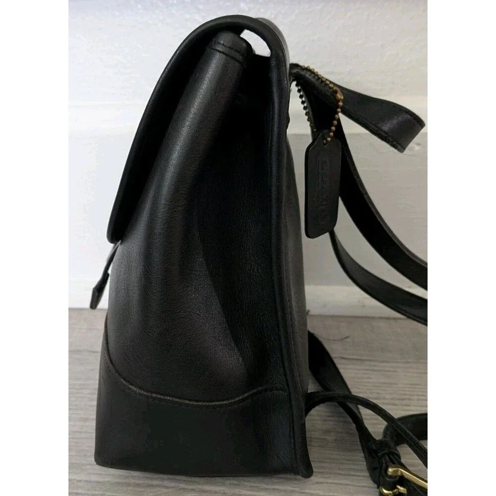 Vintage Coach Legacy Backpack 9960 Black Leather Adjustable Straps Charm READ